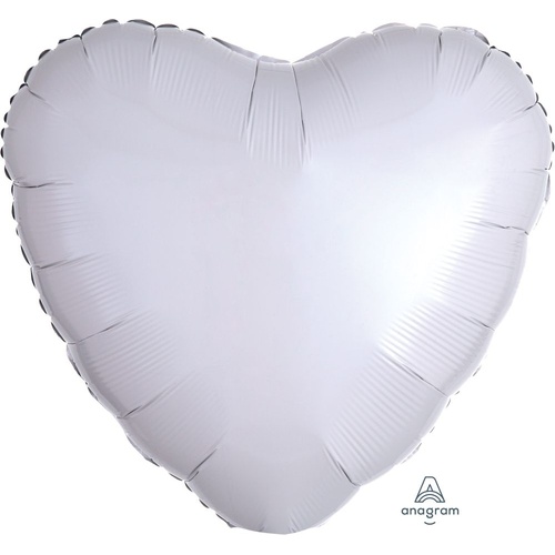 45cm Heart Metallic White Plain Foil #4010595 - Each (pkgd.)