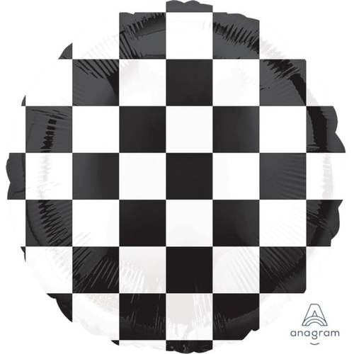 45cm Checkerboard Round Foil Balloon #4013955 - Each (Pkgd.) 