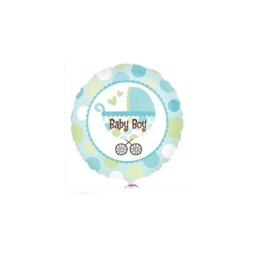 10cm Baby Boy Buggy Foil Balloon  #4022127AF - Each (Inflated, supplied air-filled on stick)