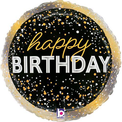 22cm Birthday Party Metallic Foil Balloon #4022370AF - Each (Inflated, supplied air-filled on stick)