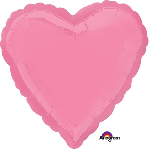 45cm Heart Bright Bubble Gum Pink Plain Foil #4023020 - Each (pkgd.) TEMPORARILY UNAVAILABLE