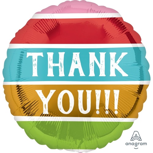 45cm Thank You Striped Colours Foil Balloon #4035648 - Each (Pkgd)