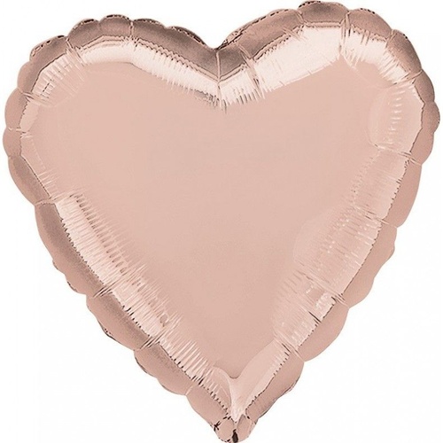 45cm Heart Rose Gold Plain Foil #4036186 - Each (pkgd.) TEMPORARILY UNAVAILABLE