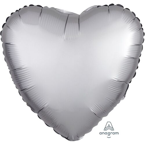 45cm Heart Satin Luxe Platinum Plain Foil #4036806 - Each (pkgd.)
