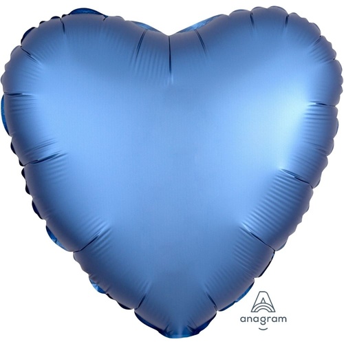 45cm Heart Satin Luxe Azure Blue Plain Foil #4036809 - Each (pkgd.)