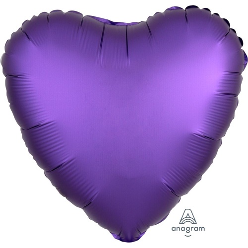 45cm Heart Satin Luxe Purple Royale Plain Foil #4036818 - Each (pkgd.)