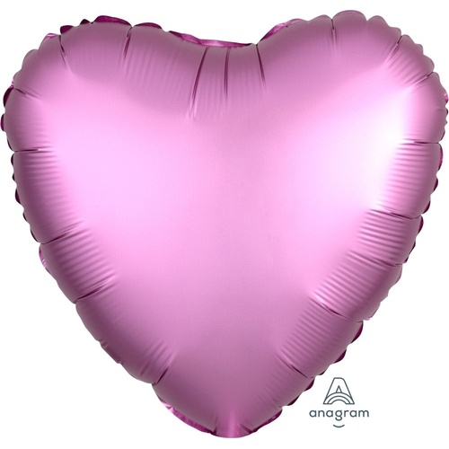 45cm Heart Satin Luxe Flamingo Plain Foil #4036822 - Each (pkgd.)
