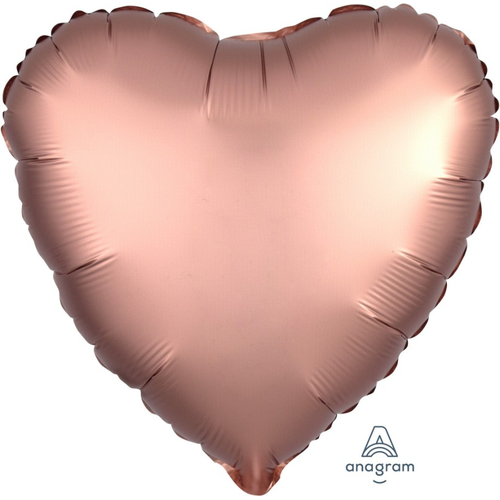45cm Heart Satin Luxe Rose Copper Plain Foil #4036825 - Each (pkgd.)