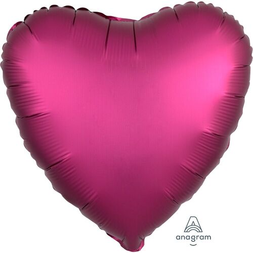 45cm Heart Satin Luxe Pomegranate Plain Foil #4036828 - Each (pkgd.)