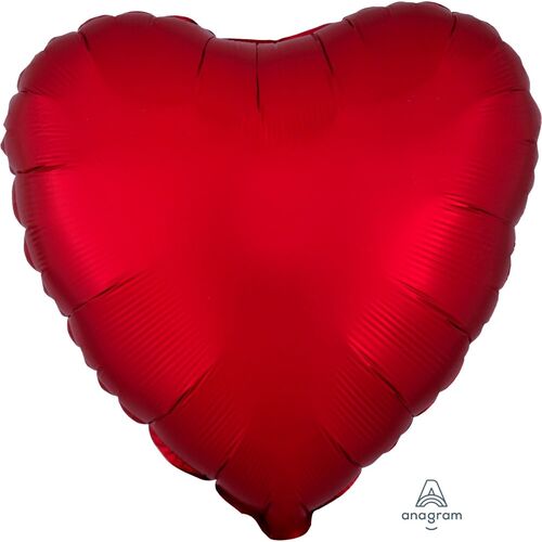 45cm Heart Satin Luxe Sangria Plain Foil #4038584 - Each (pkgd.) 