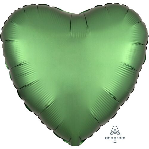 45cm Heart Satin Luxe Emerald Green Plain Foil #4038587 - Each (pkgd.)