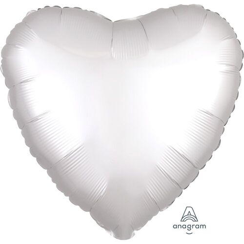 45cm Heart Satin Luxe White Plain Foil #4038590 - Each (pkgd.)