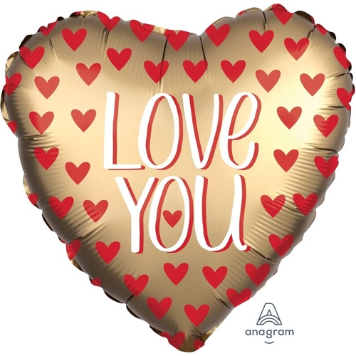 45cm Heart Satin Love You Gold Foil Balloon #4038734 - Each (Pkgd.) 