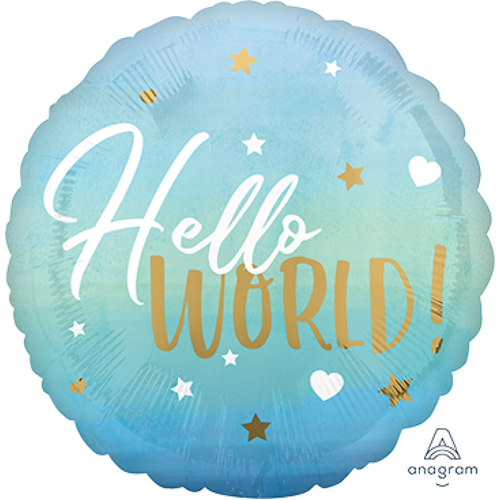 45cm Baby Boy Hello World Foil Balloon #4039730 - Each (Pkgd)