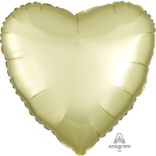 45cm Heart Satin Luxe Pastel Yellow Plain Foil #4039902 - Each (pkgd.)