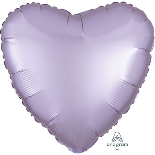 45cm Heart Satin Luxe Pastel Lilac Plain Foil #4039905 - Each (pkgd.)