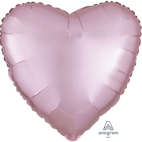 45cm Heart Satin Luxe Pastel Pink Plain Foil #4039908 - Each (pkgd.) TEMPORARILY UNAVAILABLE