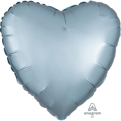 45cm Heart Satin Luxe Pastel Blue Plain Foil #4039911 - Each (pkgd.)