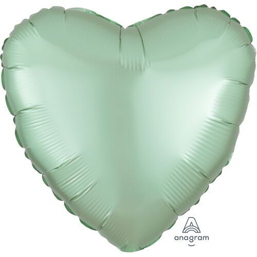 45cm Heart Satin Luxe Pastel Mint Plain Foil #4039914 - Each (pkgd.) 