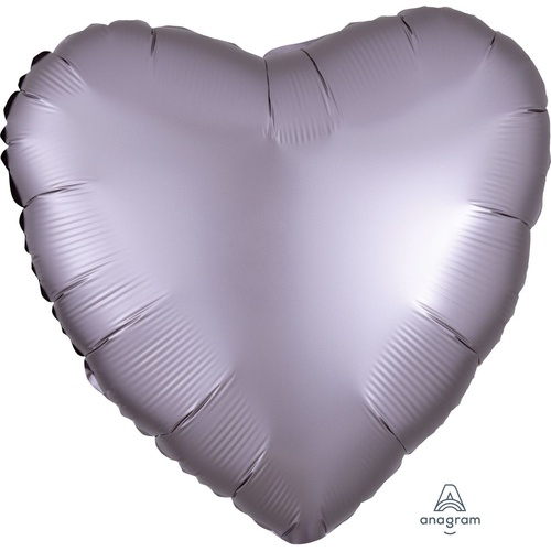 45cm Heart Satin Luxe Greige Plain Foil #4039920 - Each (pkgd.)