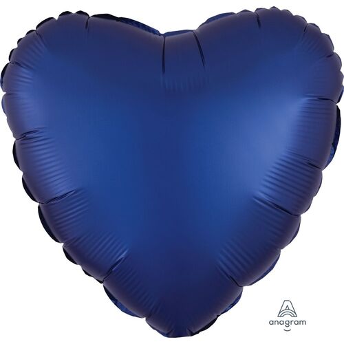 45cm Heart Satin Luxe Navy Plain Foil #4039961 - Each (pkgd.)