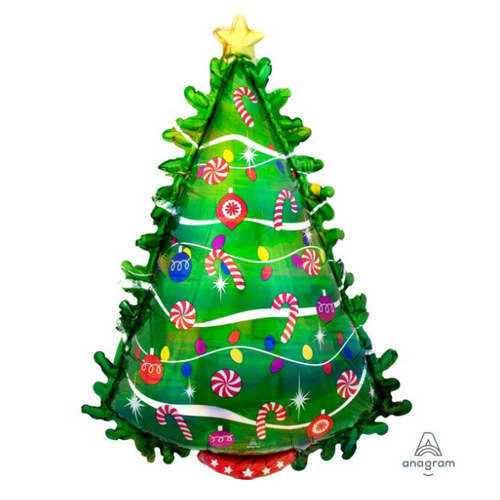 91cm SuperShape Holographic Green Christmas Tree Foil Balloon #4038837 - Each (Pkgd.) 
