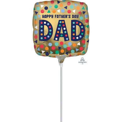 22cm Happy Father's Day Foil Balloon #4045695AF - Each (Inflated, supplied air-filled on stick)