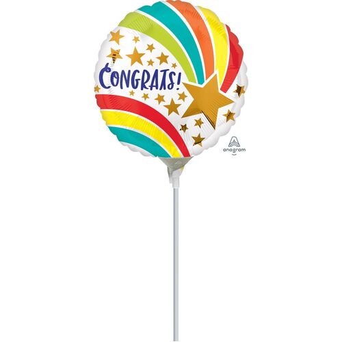 22cm Congrats Shooting Star Foil Balloon #4041138AF - Each (Inflated, supplied air-filled on stick)