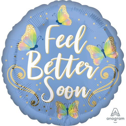 45cm Round Feel Better Soon Butterflies Foil Balloon #4041689 - Each (Pkgd.)