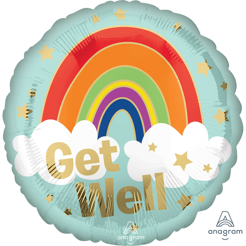 45cm Round Get Well Golden Rainbow Foil Balloon #4041692 - Each (Pkgd.)