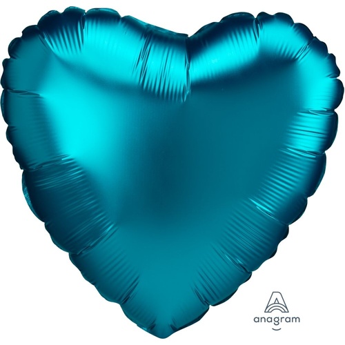 45cm Heart Satin Luxe Aqua Plain Foil #4041883 - Each (pkgd.)