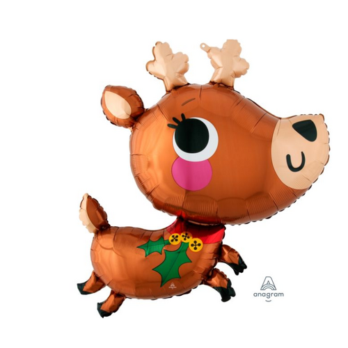 76cm SuperShape Adorable Reindeer Foil Balloon #4042042 - Each (Pkgd.)