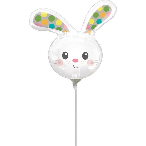 Mini Shape Easter Spotted Bunny Head Balloon #4042355AF - Each (Inflated, supplied air-filled on stick)