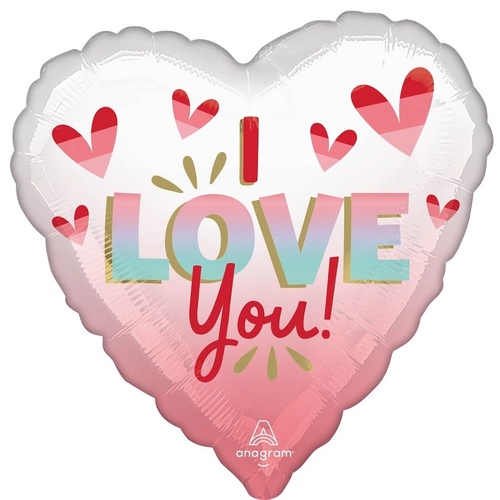 45cm I Love You Diffused Ombré Heart Foil Balloon #4045110 - Each (Pkgd.)
