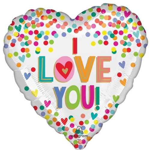 45cm I Love You Rainbow Dots Heart Foil Balloon #4045112 - Each (Pkgd.)