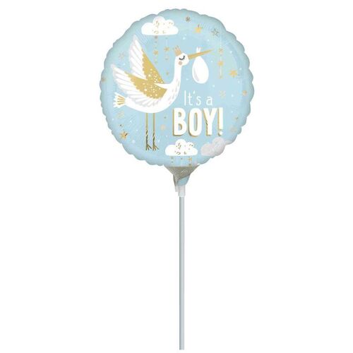 22cm Baby Boy Special Delivery Foil Balloon #4047007AF - Each (Inflated, supplied air-filled on stick)