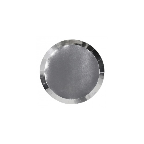 Paper Party Round Banquet Plate Metallic Silver 26cm #406120MSP - 10Pk (Pkgd.) 