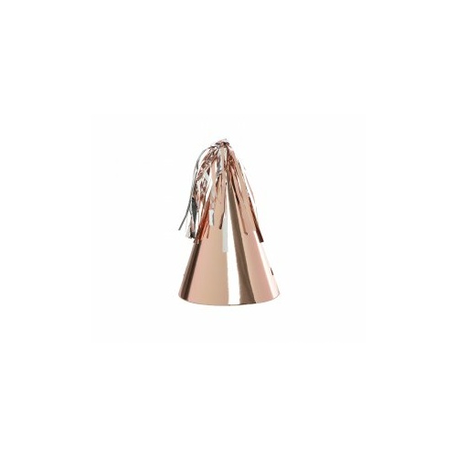 Paper Party Hat with Tassel Topper Metallic Rose Gold #406150MRGP - 10Pk (Pkgd.)