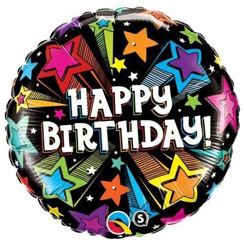 45cm Round Foil Birthday Colorful Shooting Stars #41662 - Each (Pkgd.) 