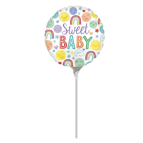 22cm Sweet Baby Icons Foil Balloon #416627AF - Each (Inflated, supplied air-filled on stick)