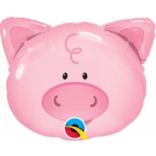 Mini Shape Animal Playful Pig Foil Balloon 35cm #41799AF - Each (Inflated, supplied air-filled on stick) TEMPORARILY UNAVAILABLE