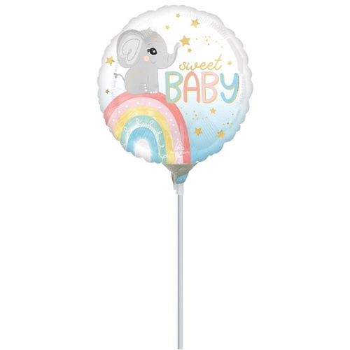 22cm Satin Baby Elephant Foil Balloon #478939AF - Each (Inflated, supplied air-filled on stick)