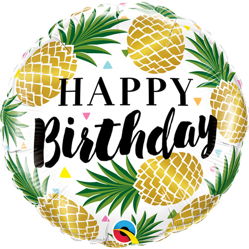 45cm Round Foil Birthday Golden Pineapple #57277 - Each (Pkgd.) 