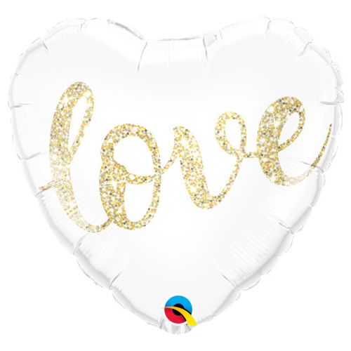 45cm Heart Foil Love Glitter Gold #57322 - Each (Pkgd.) 