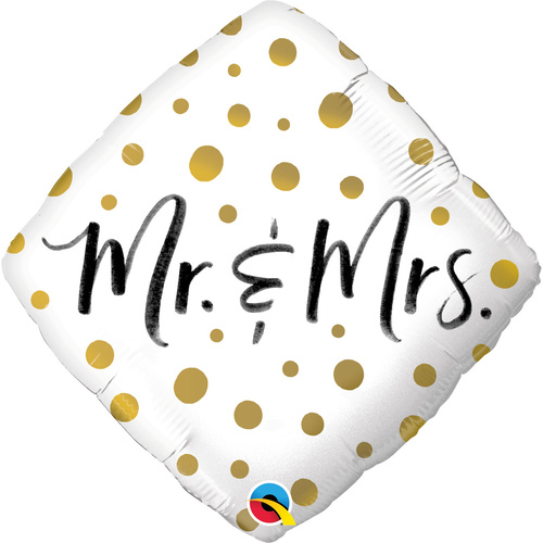 45cm Diamond Foil Mr. & Mrs. Gold Dots #57334 - Each (Pkgd.)