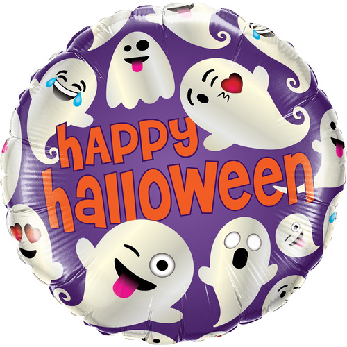 DISC 45cm Round Foil Halloween Emoticon Ghosts #58153 - Each (Pkgd.)