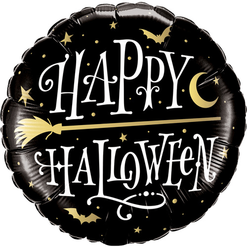 45cm Round Foil Halloween Golden Broomstick #58157 - Each (Pkgd.)