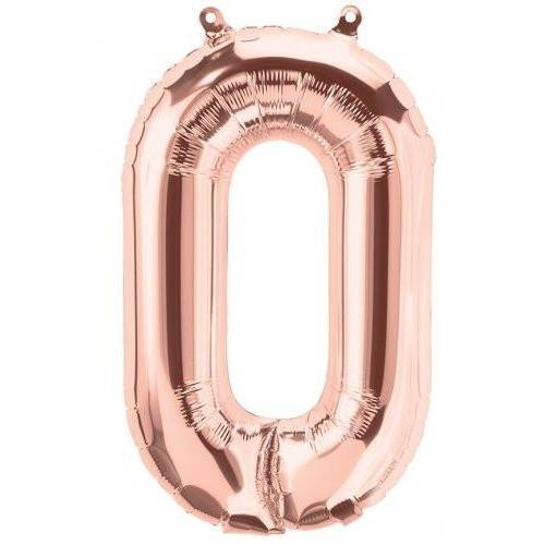41cm Number 0 Rose Gold Foil Balloon - Air Fill ONLY #59101 - Each (Pkgd.) 