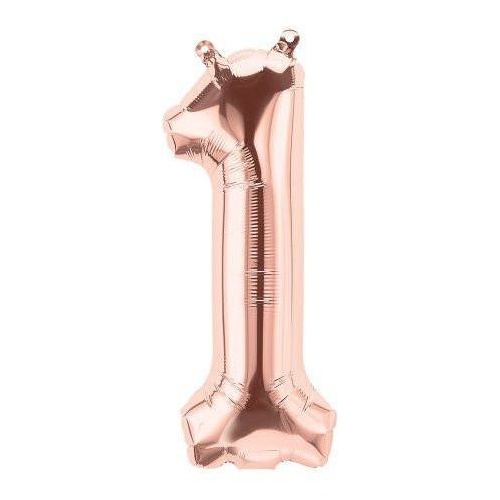 41cm Number 1 Rose Gold Foil Balloon - Air Fill ONLY #59103 - Each (Pkgd.) 