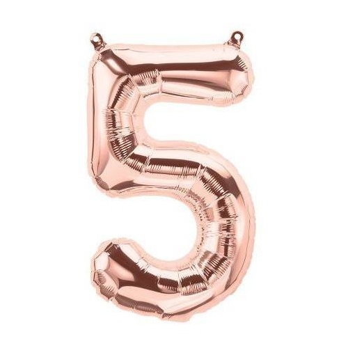 41cm Number 5 Rose Gold Foil Balloon - Air Fill ONLY #59111 - Each (Pkgd.)